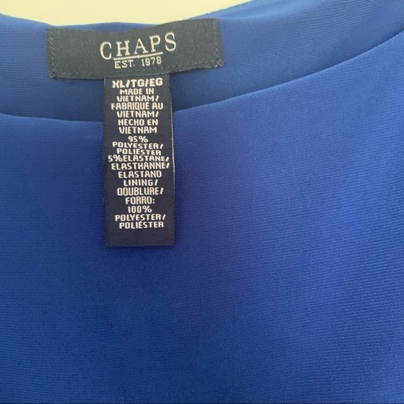 CHAPS COLOR BLOCK SIDE RUCHED DRESS SIZE XL. - Picture 6 of 7